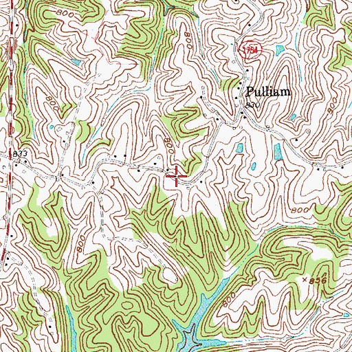 Topographic Map of Bredding Grist Mill (historical), KY