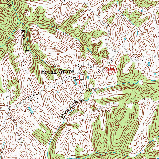 Topographic Map of Brush Grove School (historical), KY