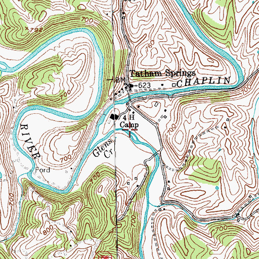 Topographic Map of Careys Tunnel Mill (historical), KY