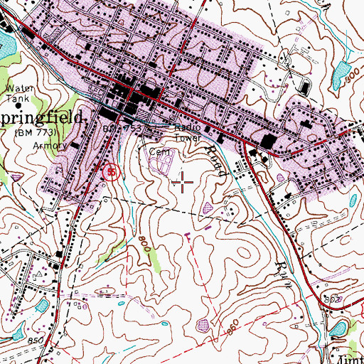 Topographic Map of Cemetery Hill, KY