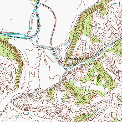 Topographic Map of Croakes Railroad Station (historical), KY