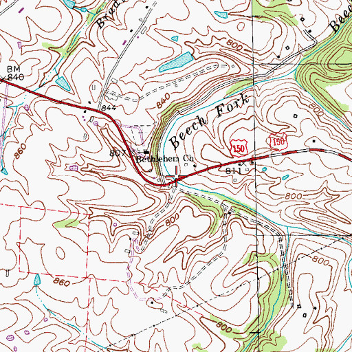 Topographic Map of Dorseys Mill (historical), KY