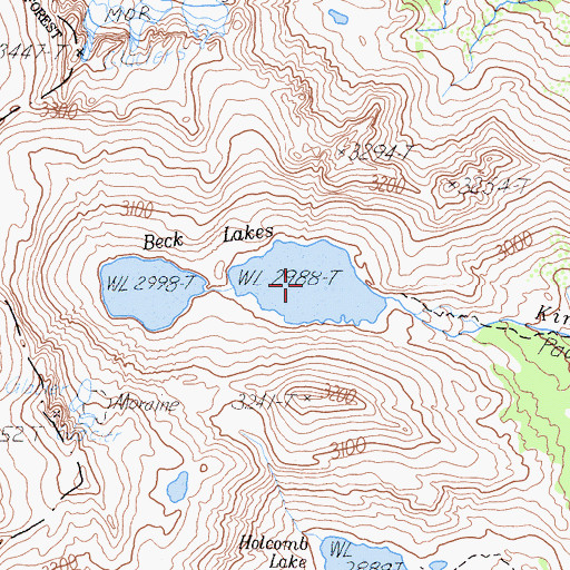 Topographic Map of Beck Lakes, CA