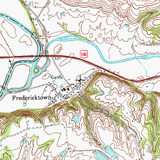 Topographic Map of Fredericktown High School (historical), KY