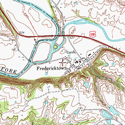 Topographic Map of Fredericktown Post Office (historical), KY