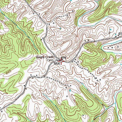 Topographic Map of Glens Creek Church (historical), KY