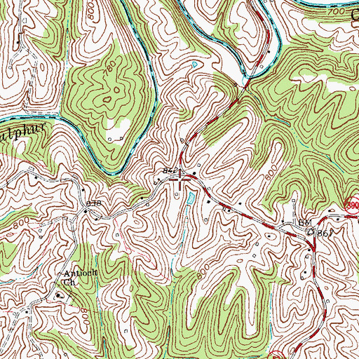 Topographic Map of Kirkland Post Office (historical), KY