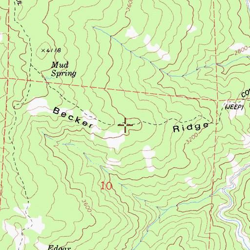 Topographic Map of Becker Ridge, CA