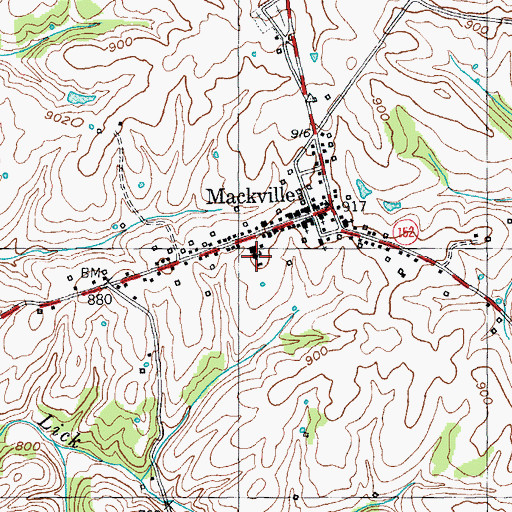 Topographic Map of Mackville High School (historical), KY