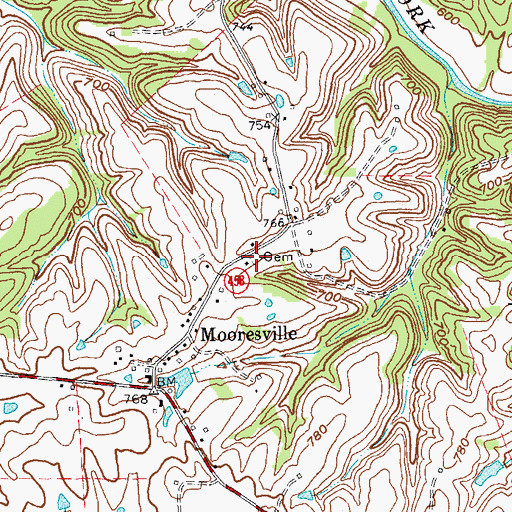 Topographic Map of Moore Cemetery, KY