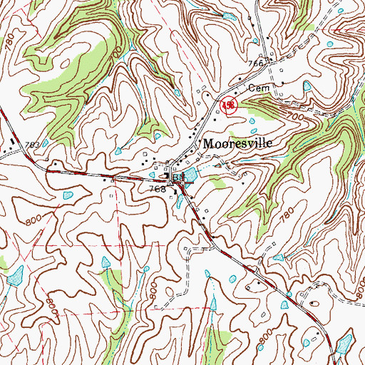 Topographic Map of Mooresville Post Office (historical), KY