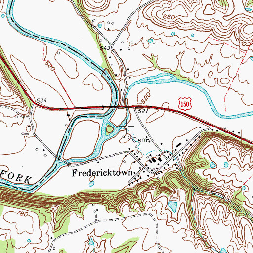 Topographic Map of Parkers Landing (historical), KY