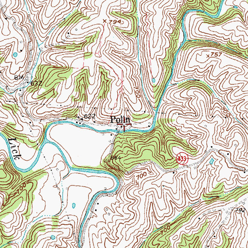 Topographic Map of Polin Post Office (historical), KY