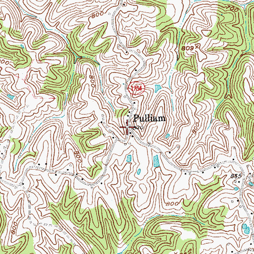 Topographic Map of Pulliam Post Office (historical), KY