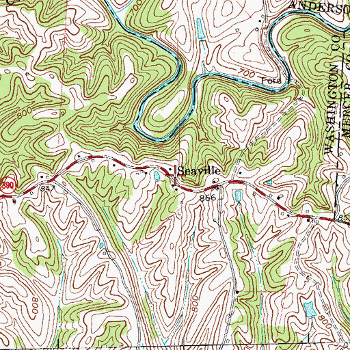 Topographic Map of Seaville Post Office (historical), KY