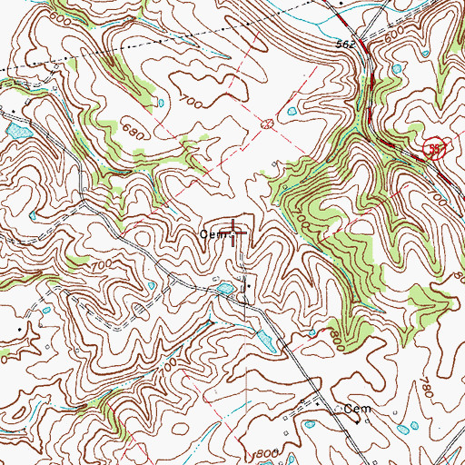 Topographic Map of Settle Cemetery, KY