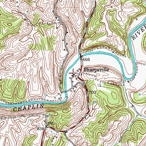 Topographic Map of Sharps Mill (historical), KY