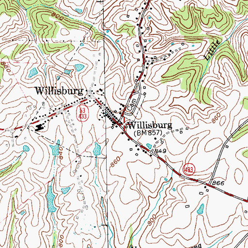 Topographic Map of Willisburg Post Office (historical), KY