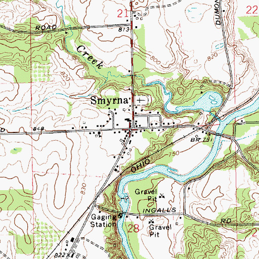 Topographic Map of Smyrna Historical Marker, MI