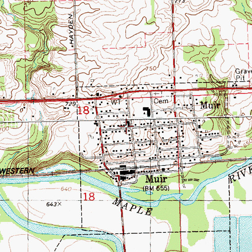 Topographic Map of Church of Christ Historical Marker, MI