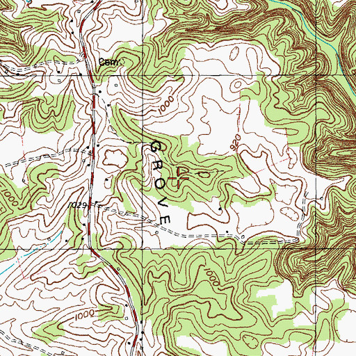 Topographic Map of Chestnut Grove Ridge, KY