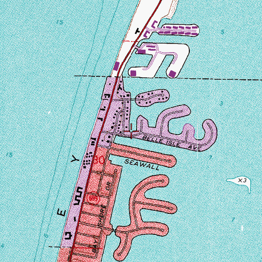 Topographic Map of Belle Isle Park and Strip, FL