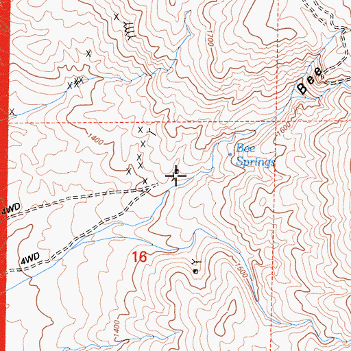 Topographic Map of Bee Springs, CA