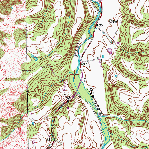 Topographic Map of Bowman Creek, KY