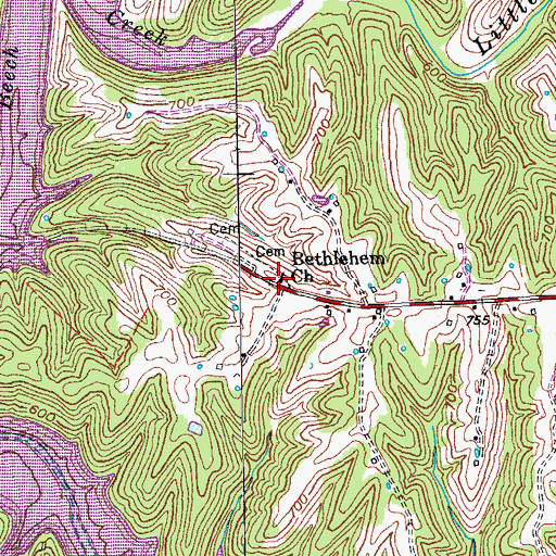 Topographic Map of Briar Ridge Church Post Office (historical), KY