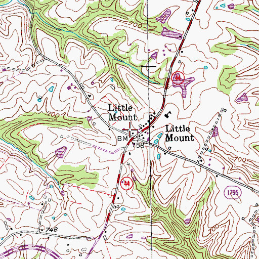 Topographic Map of Little Mount Post Office (historical), KY