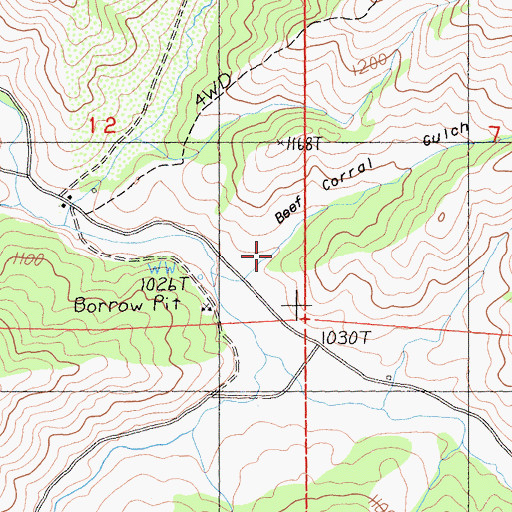 Topographic Map of Beef Corral Gulch, CA
