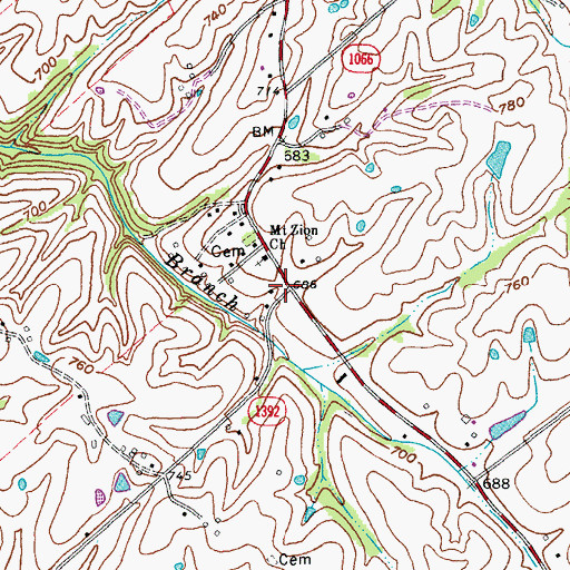 Topographic Map of Oberlies Railroad Station (historical), KY