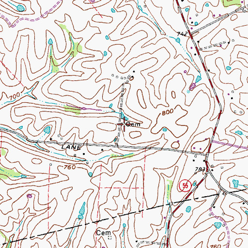 Topographic Map of Rogers Cemetery, KY