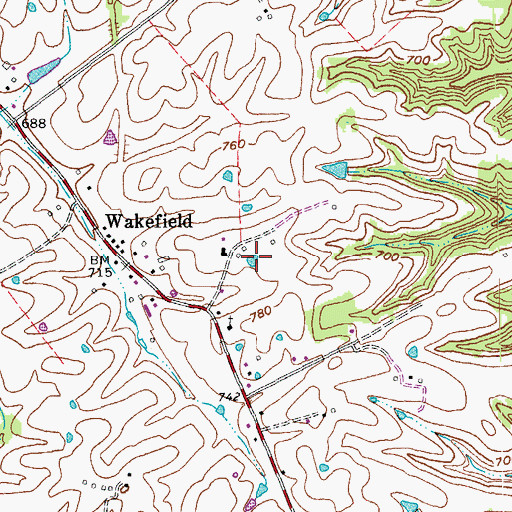 Topographic Map of Wakefield Pond, KY