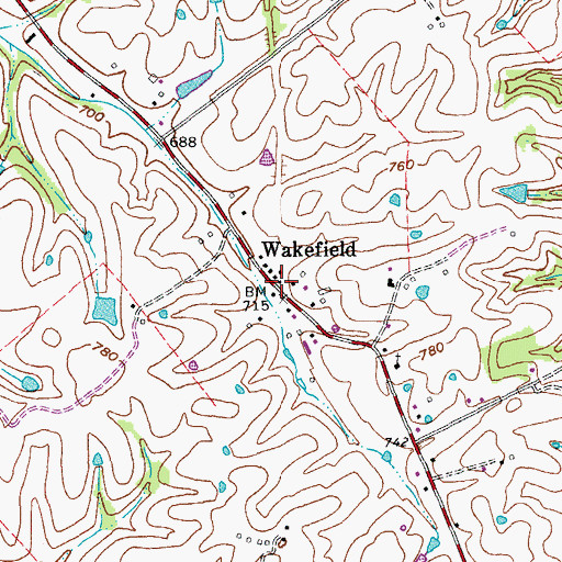 Topographic Map of Wakefield Railroad Station (historical), KY