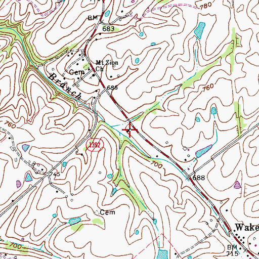 Topographic Map of Wakefield School (historical), KY