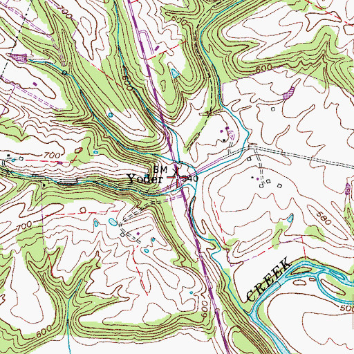 Topographic Map of Yoder Railroad Station (historical), KY