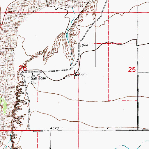 Topographic Map of San Jose Church Cemetery, CO