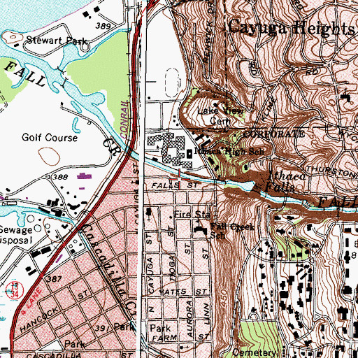 Topographic Map of Fall Creek Pictures, NY