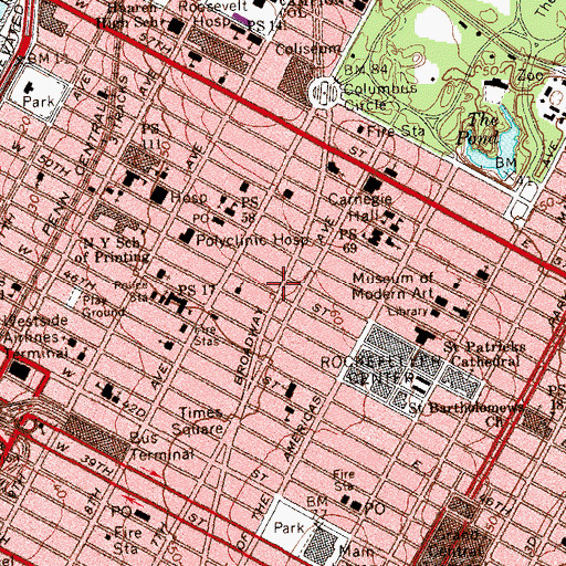 Topographic Map of Capitol Theatre (historical), NY