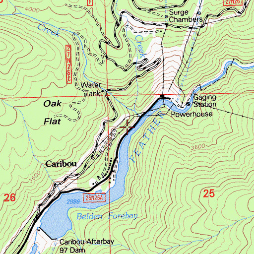 Topographic Map of Belden Forebay, CA