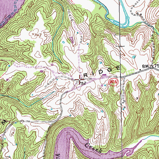 Topographic Map of Taylorsville Lake State Park Campground, KY