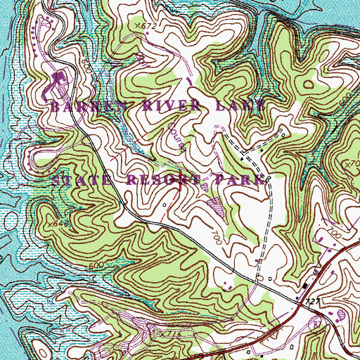 Topographic Map of Barren River Lake State Resort Park, KY