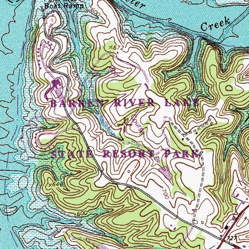 Topographic Map of Barren River Lake State Resort Park Golf Course, KY
