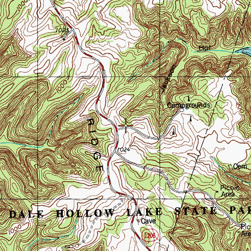 Topographic Map of Dale Hollow Lake State Park, KY