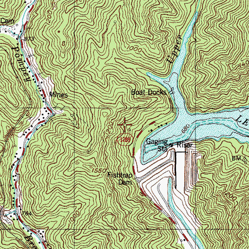 Topographic Map of Fishtrap Lake State Park, KY