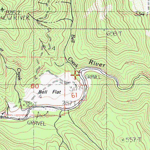 Topographic Map of Bell Creek, CA