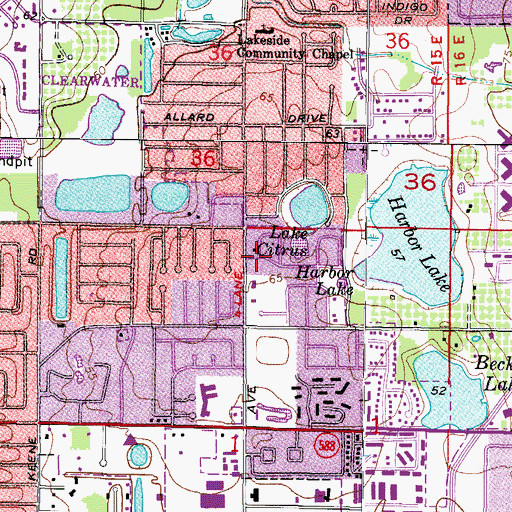 Topographic Map of Charter Oaks, FL