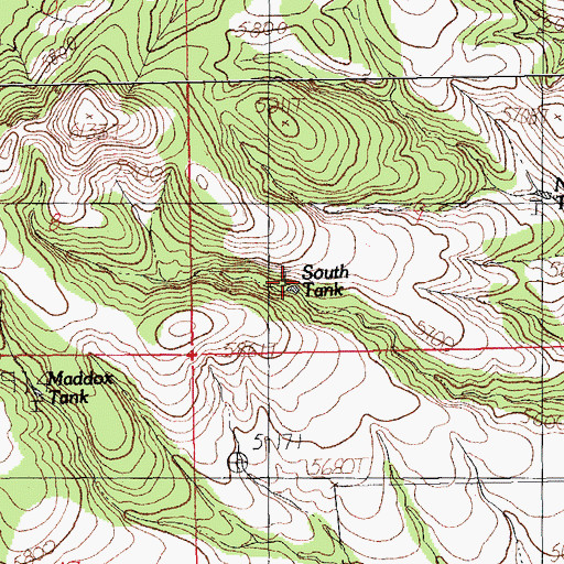 Topographic Map of South Tank, NM
