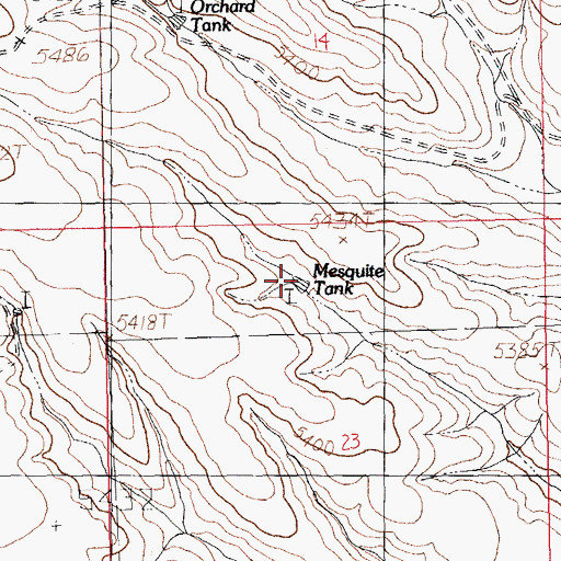 Topographic Map of Mesquite Tank, NM